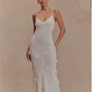 Meshki Cream Maxi Dress with Timeless Elegance